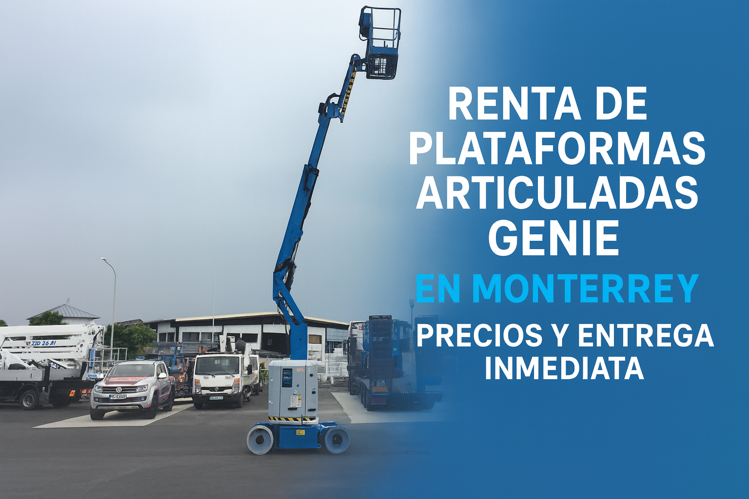 Plataforma articulada Genie en renta en Monterrey con brazo extendido y entrega inmediata.
