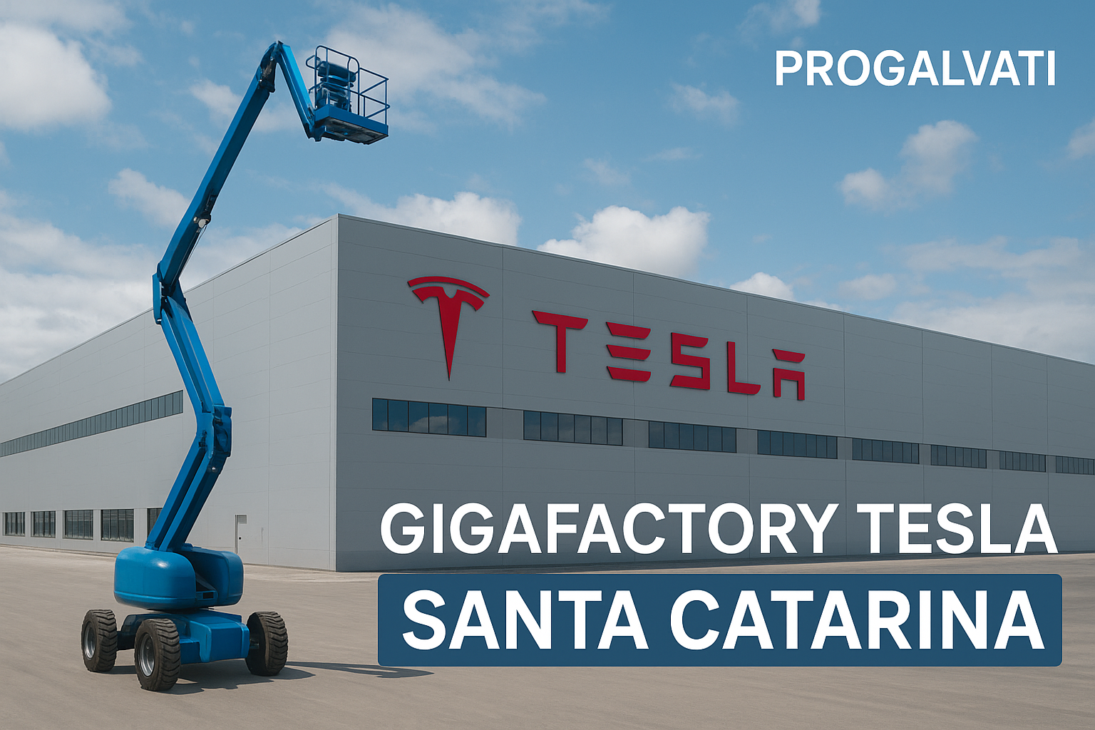 Construcción de la Gigafactory Tesla en Santa Catarina con plataformas de elevación Progalvati
