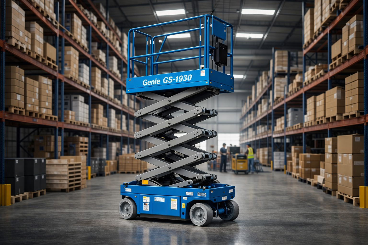Elevador de tijera Genie GS-1930 en almacén de alta densidad Monterrey NL — Progalvati