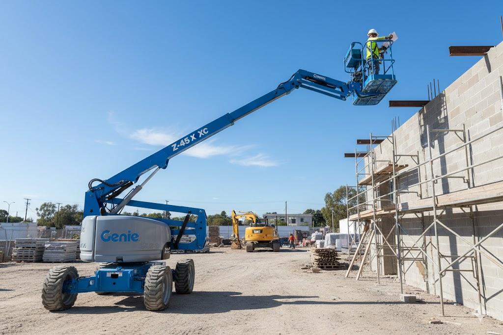 Plataforma articulada Z-45 XC en centro logístico zona norte Monterrey — renta en General Escobedo NL