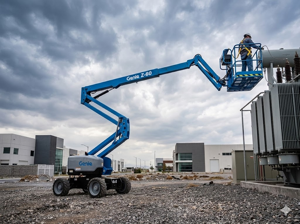 Genie Z-60 articulada gran altura fachadas parque industrial Guadalupe Nuevo León