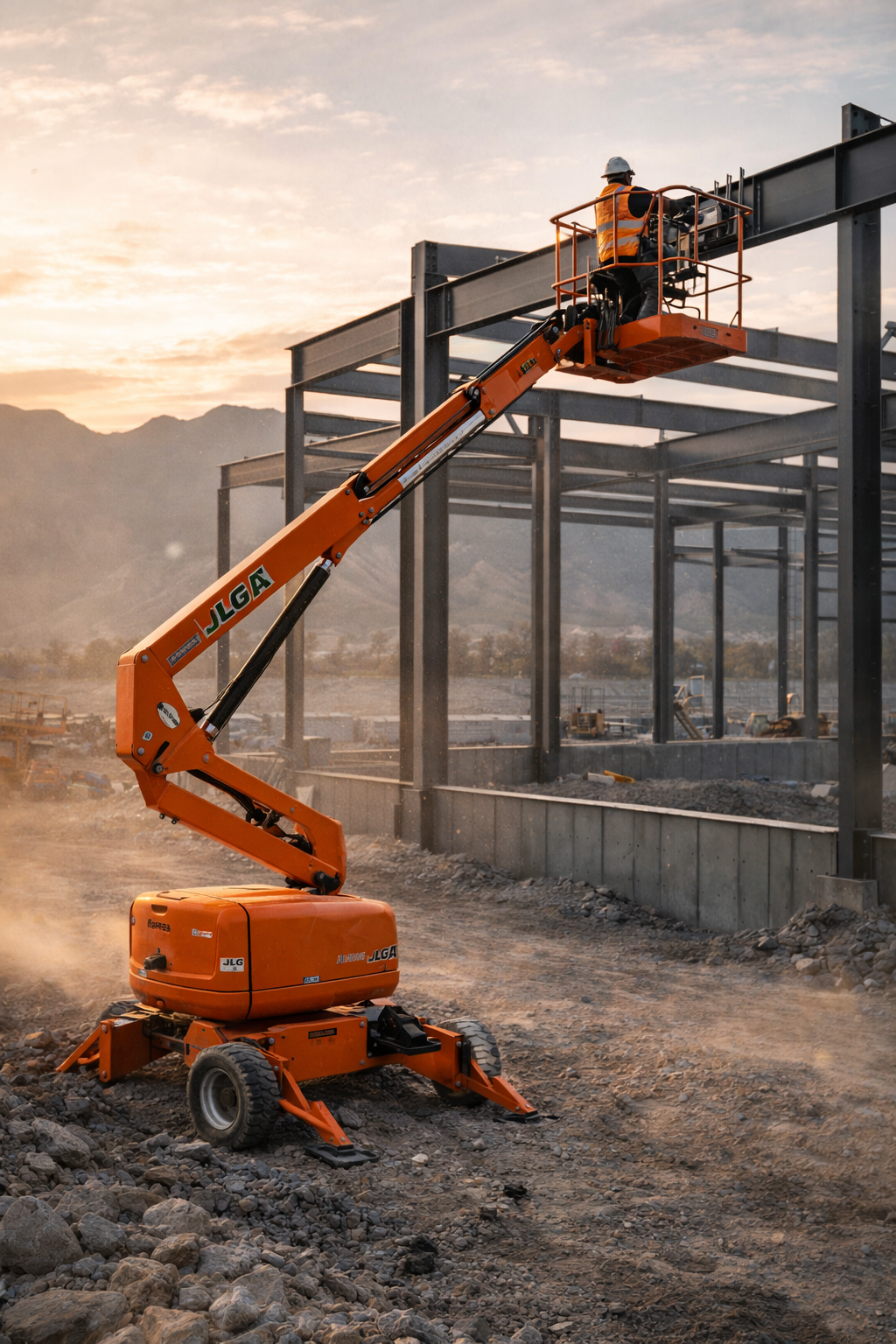 JLG boom lift construcción industrial Santa Catarina Nuevo León — altura extrema precisión electrónica
