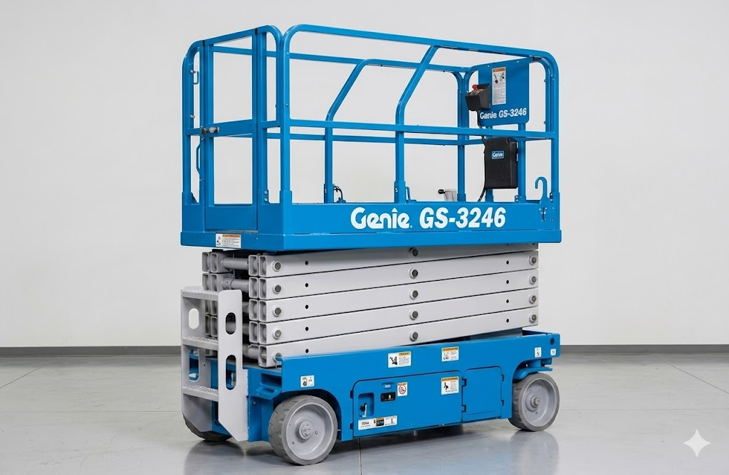Plataforma de tijera eléctrica Genie GS-3246 para renta en Monterrey - Progalvati